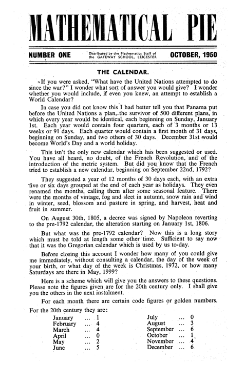 Mathematical Pie Number One Page 1